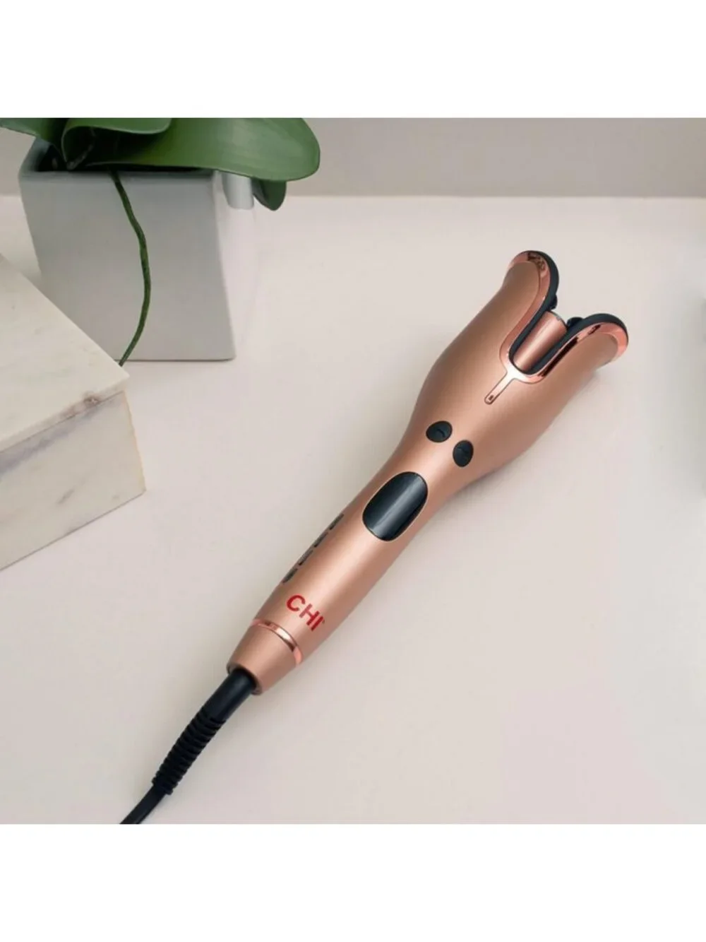 Ceramic Rotating Curling Iron 1″ - Spin & Curl, Rose Gold, Perfect Curls, Easy